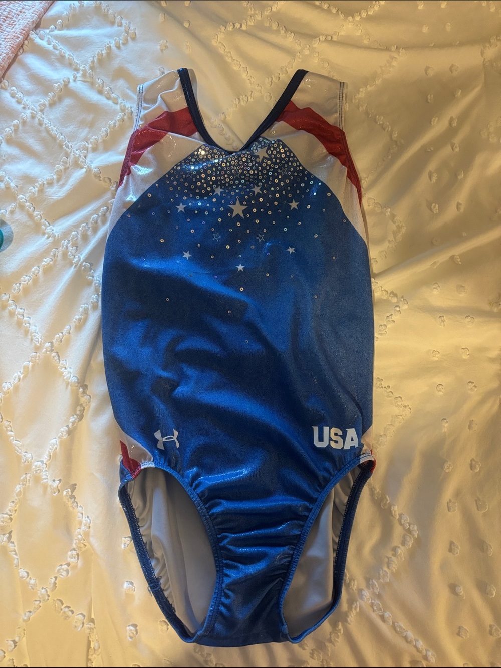 Under Armour Blue USA Gymnastics Leotard with Star Rhinestones